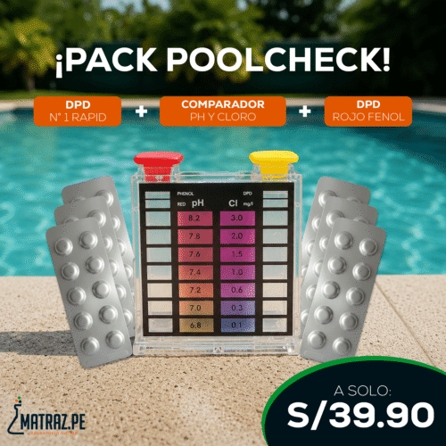Pack Poolcheck - Comparador de pH y cloro + DDP 1 Rapid + DPD Rojo fenol