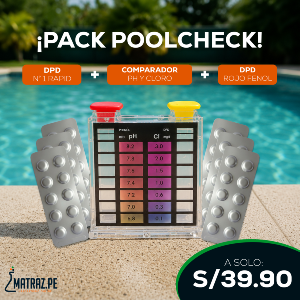 Pack Poolcheck - Comparador de pH y cloro + DDP 1 Rapid + DPD Rojo fenol