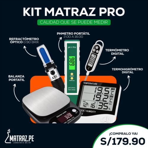 KIT MATRAZ PRO - REFRACTOMETRO + PHMETRO + TERMOHIGROMETRO + TERMOMETRO + BALANZA